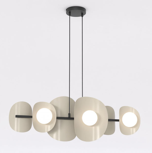 Suspension Elementi 6 lumières noire et moka