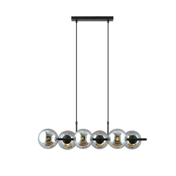 Suspension Rory 6 lumières, verre graphite