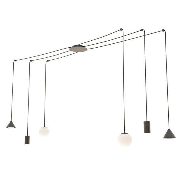 Suspension Fuji 6 lumières noire