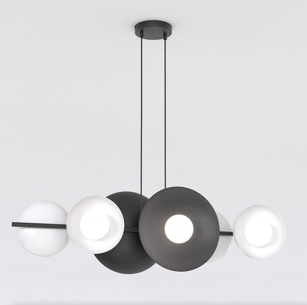 Lustre Volume 6 lumières noir et blanc