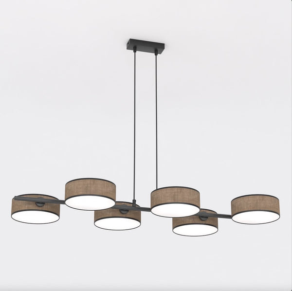 Suspension Drumz 6 lumières marron