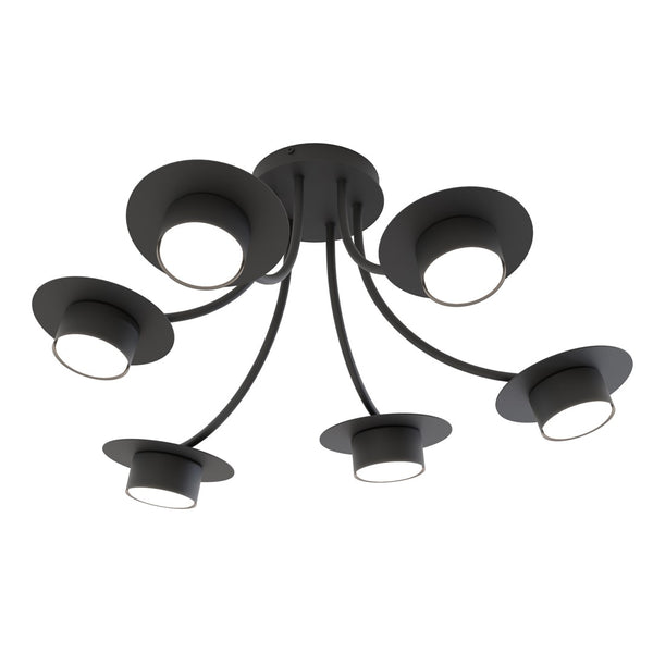 Suspension Enso 6 lumières noire