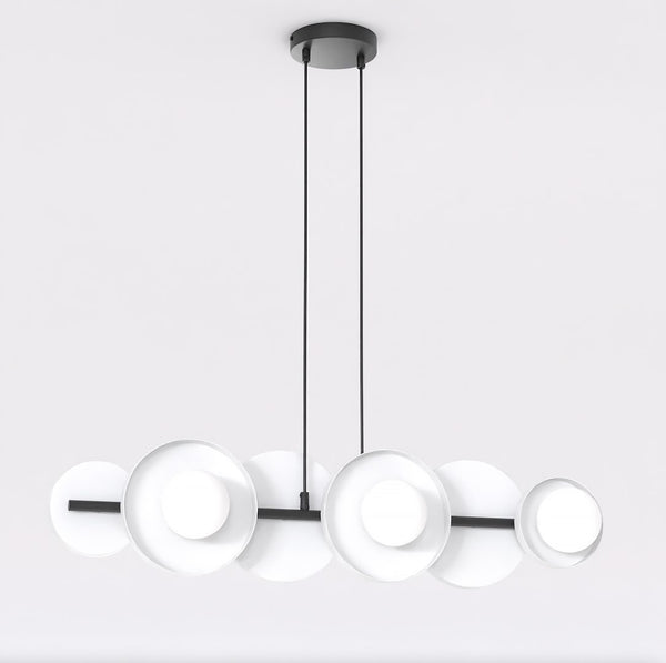Suspension Modèle 6 lumières noire et blanche
