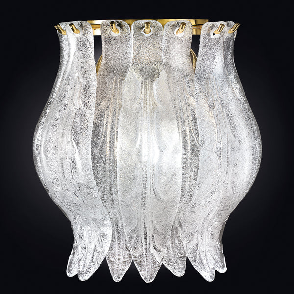 Applique murale Jolie Petali en verre, or et transparent, hauteur 24 cm