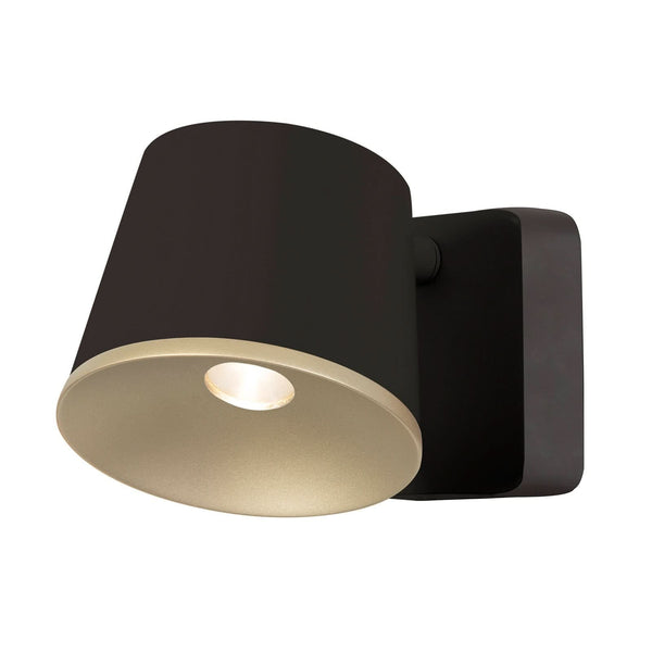 Applique murale LED Drone en aluminium, brun et or, hauteur 7,5 cm