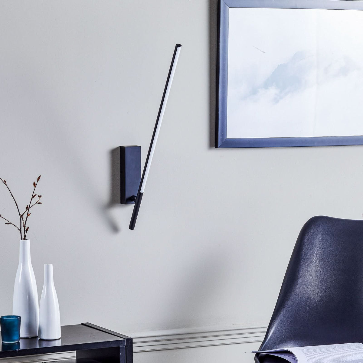 Applique murale LED Tubs en aluminium, noir, Ø 1,6 cm