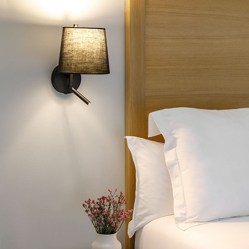 Applique murale Clip en tissu, noir, 2 lumières, Ø 19,6 cm