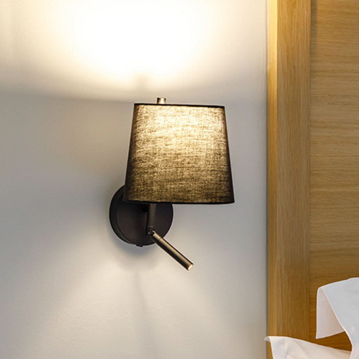 Applique murale Clip en tissu, noir, 2 lumières, Ø 19,6 cm