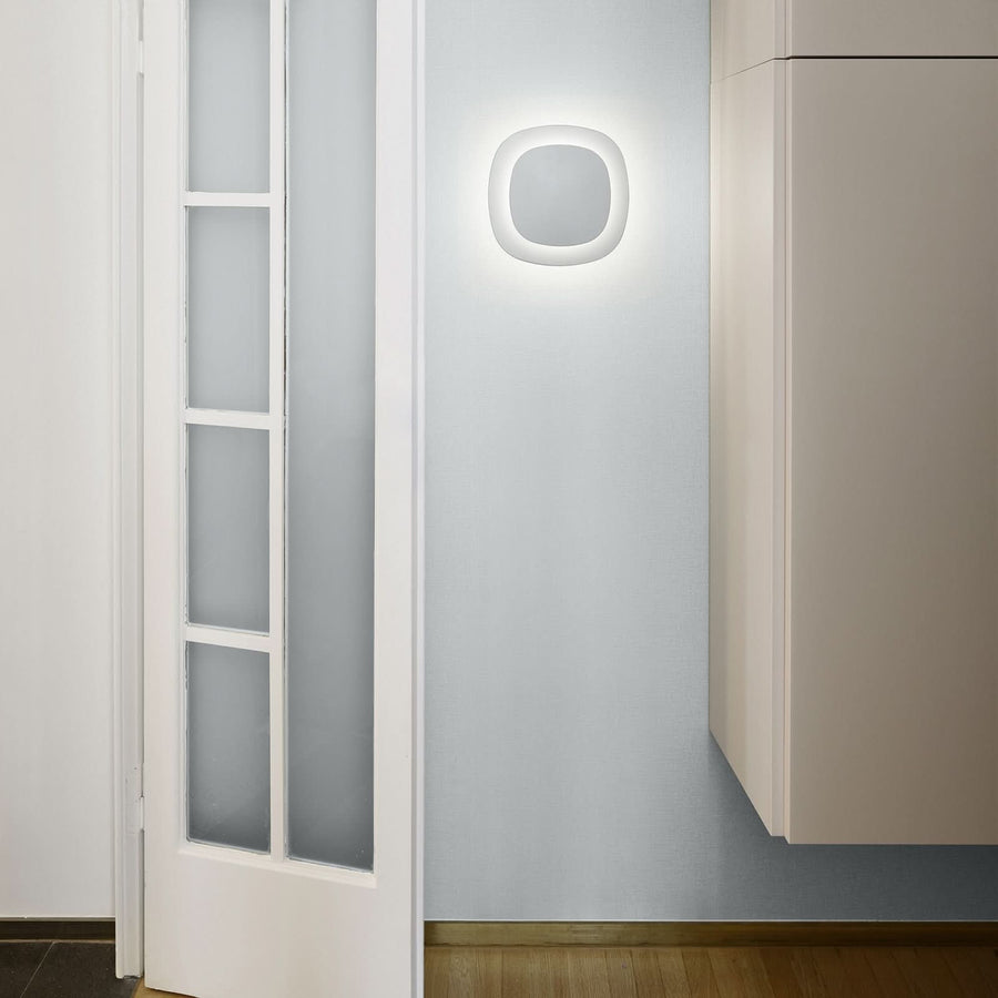 Applique murale LED Luthien en aluminium, blanc mat et transparent, hauteur 27 cm