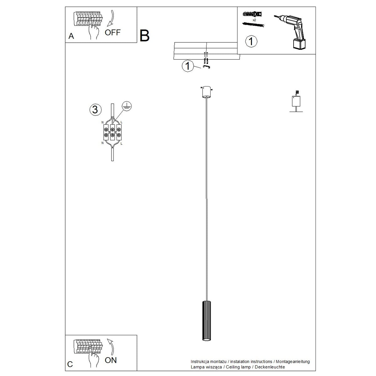 Lampe suspendue IVAR 1 LED 3000K