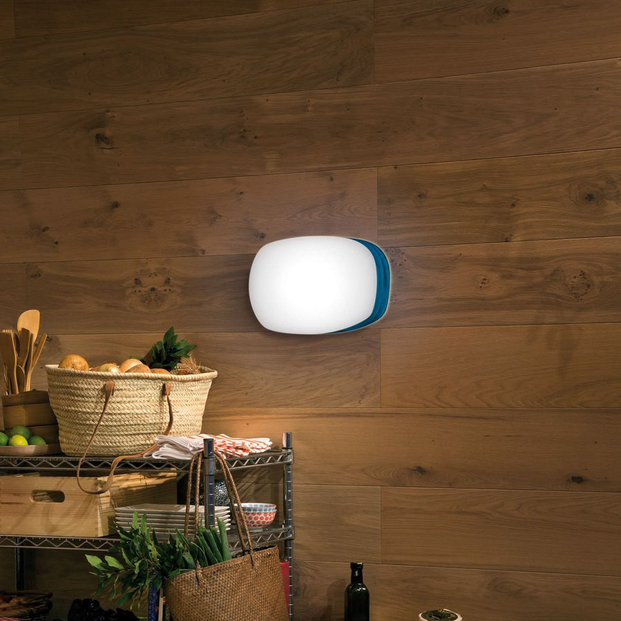 Applique murale LED Guijarro Medium en métal, bleu et blanc, hauteur 36 cm