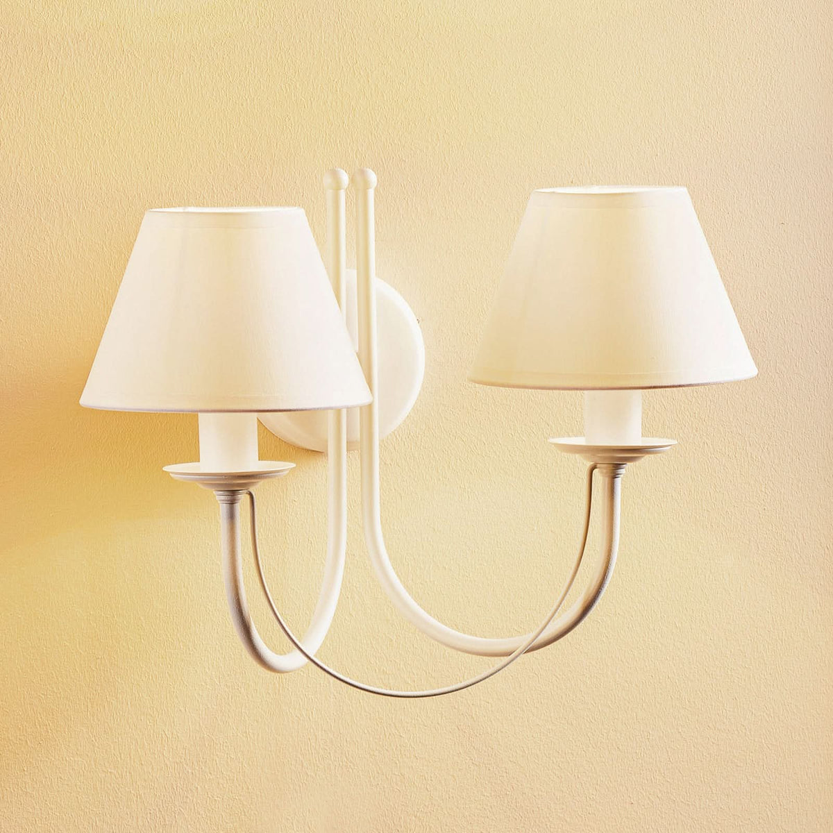 Applique murale Bona en tissu, blanc, 2 lumières, hauteur 30 cm
