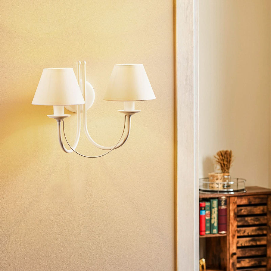 Applique murale Bona en tissu, blanc, 2 lumières, hauteur 30 cm