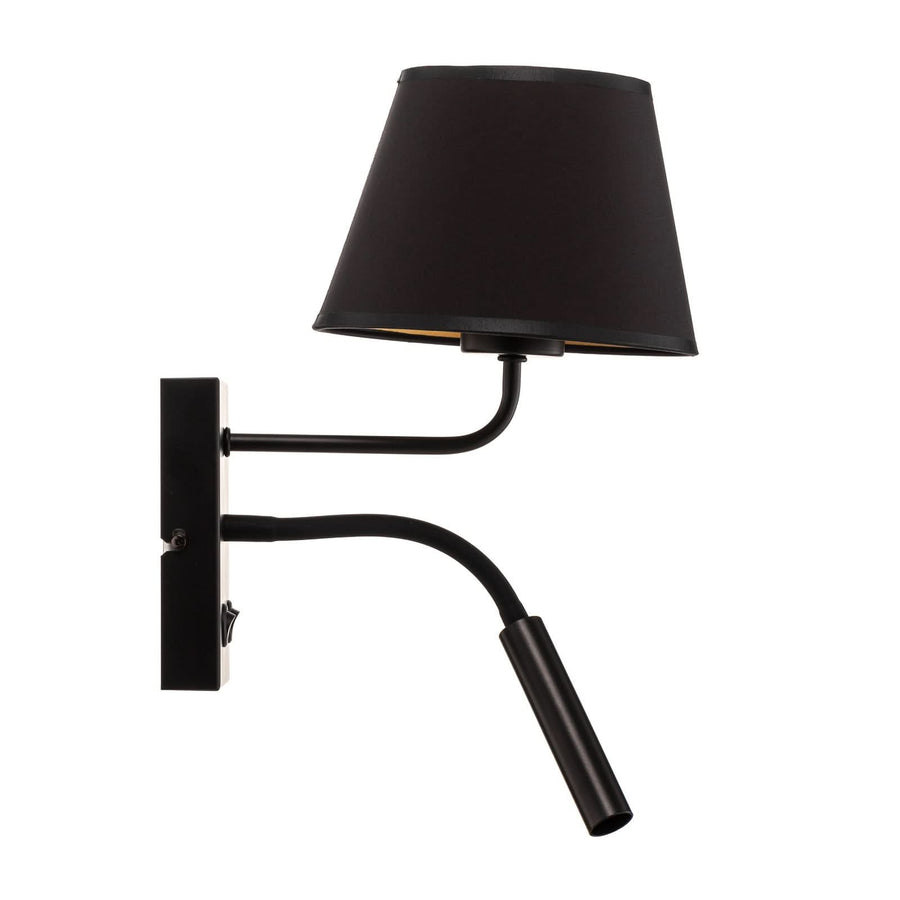 Applique murale Soho en tissu, noir et doré, 2 lumières, hauteur 38 cm, largeur 18 cm, modèle 2