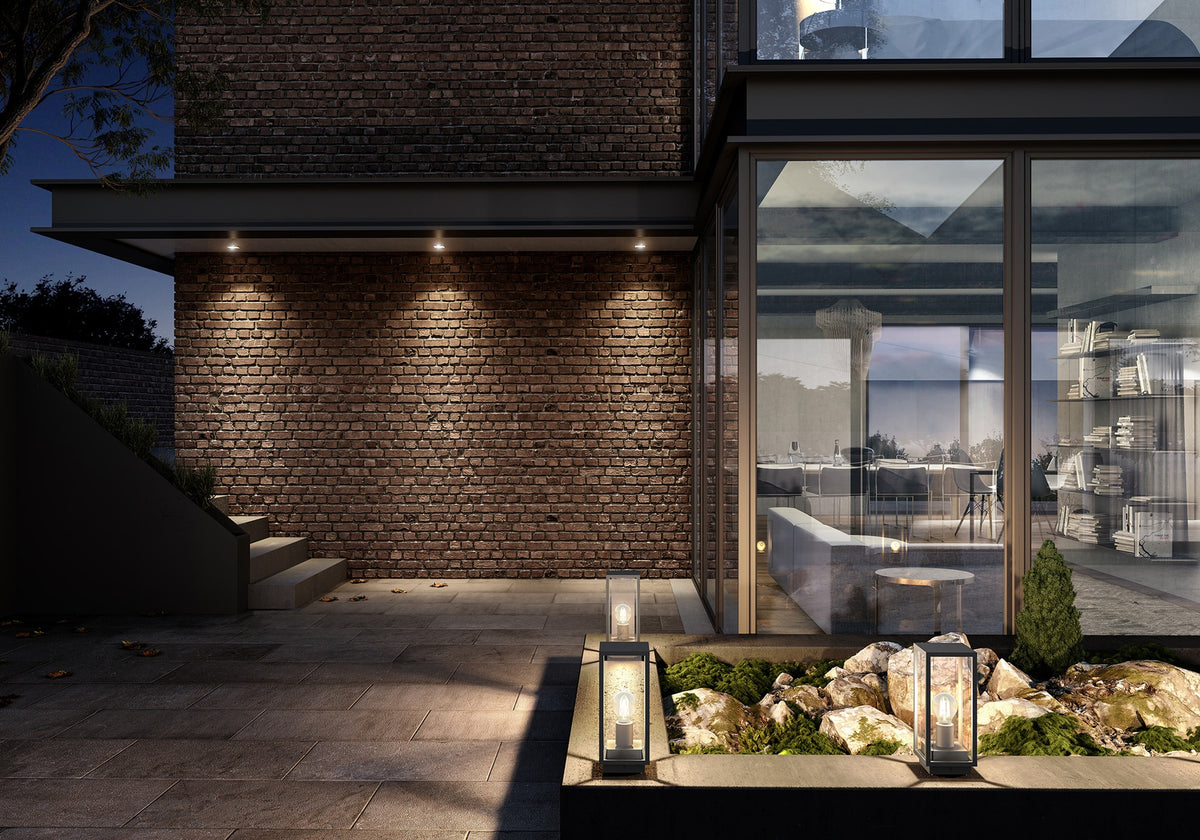 Applique extérieure Meribel graphite, verre, IP54, L 14 cm