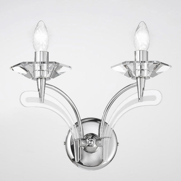 Applique murale Retro en verre, chrome et transparent, 2 lumières, hauteur 24,5 cm