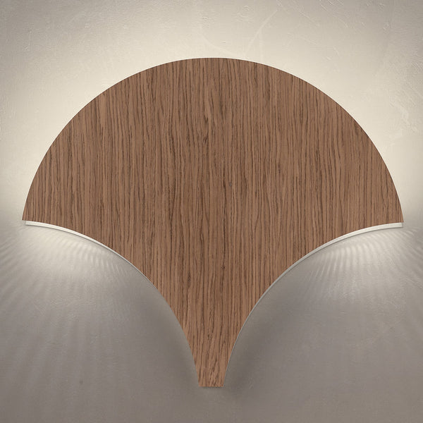 Applique murale LED Palm en métal, noyer, hauteur 34 cm