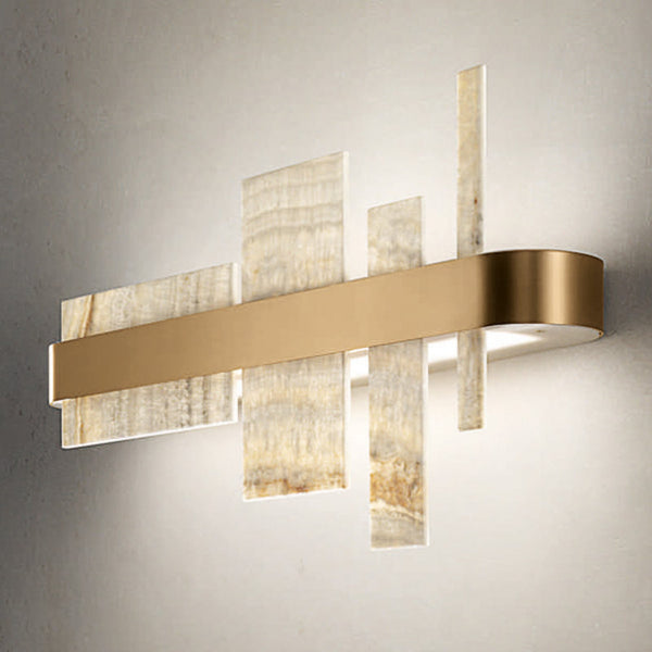 Applique murale LED Honicé en métal, or et crème, hauteur 33 cm