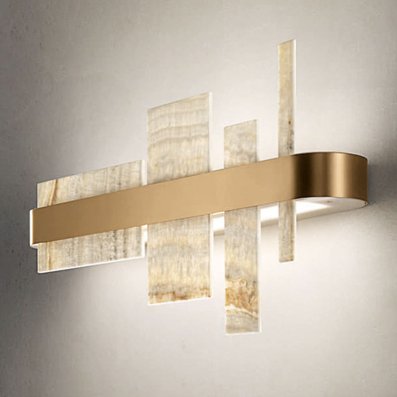 Applique murale LED Honicé en métal, or et crème, hauteur 33 cm