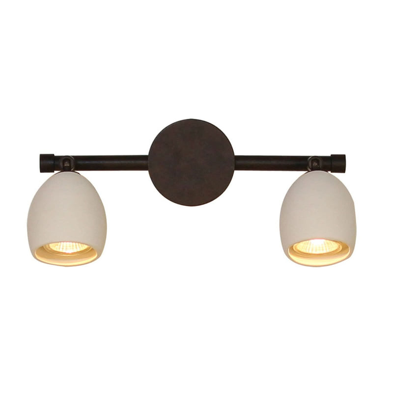 Applique murale Provence en céramique, brun foncé et blanc, 2 lumières, hauteur 17 cm