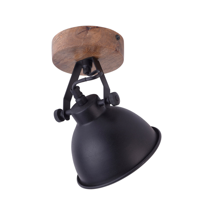 Plafonnier Samia noir et bois