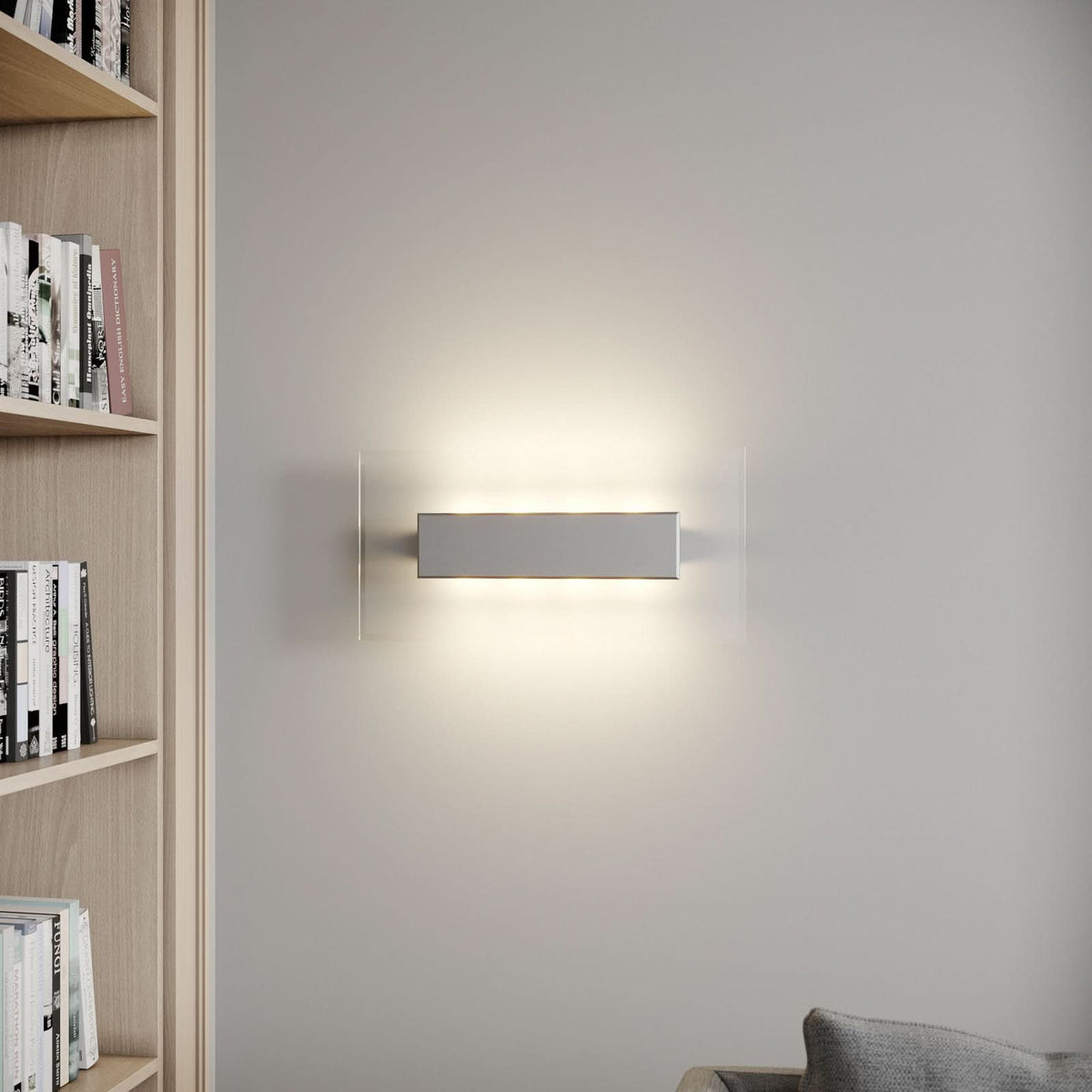 Applique murale LED Lole en verre, transparent satiné, 8 lumières, hauteur 7 cm