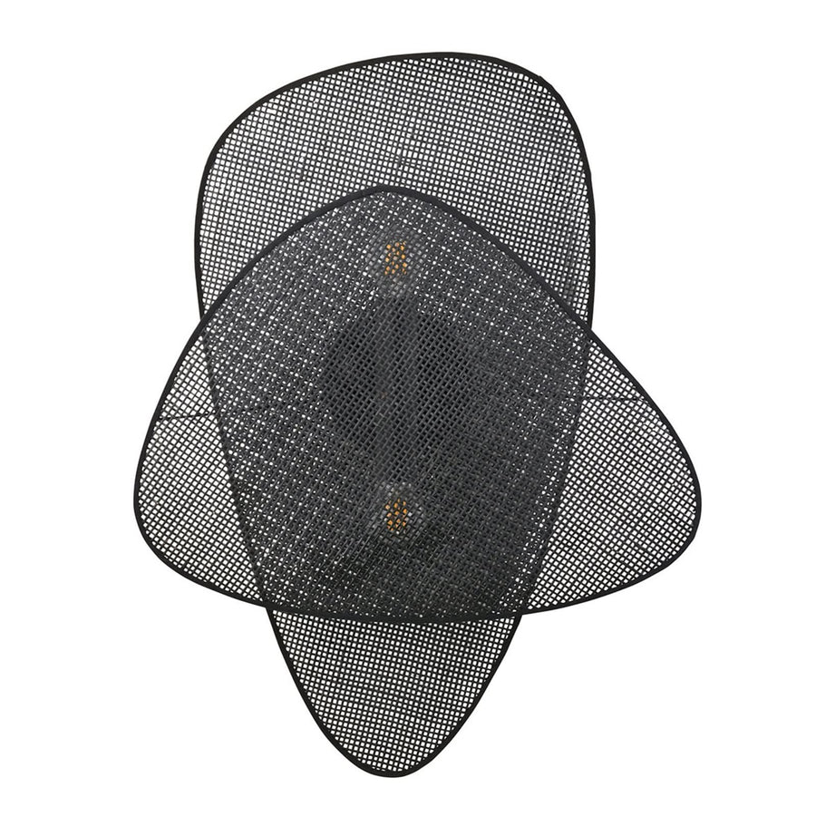 Applique murale Screen en rotin, noir, 2 lumières, hauteur 77 cm