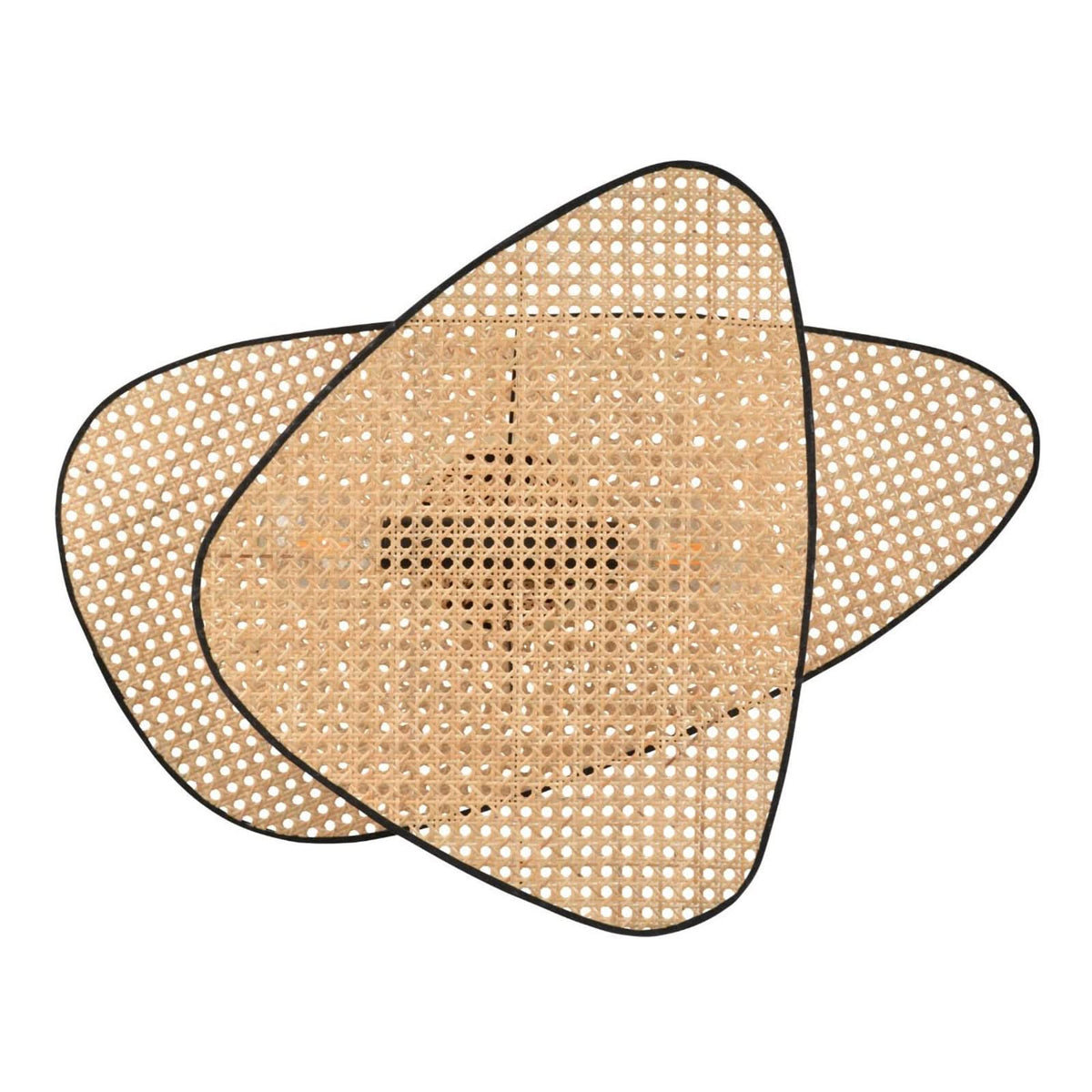 Applique murale Screen en rotin, bois et noir, 2 lumières, hauteur 77 cm