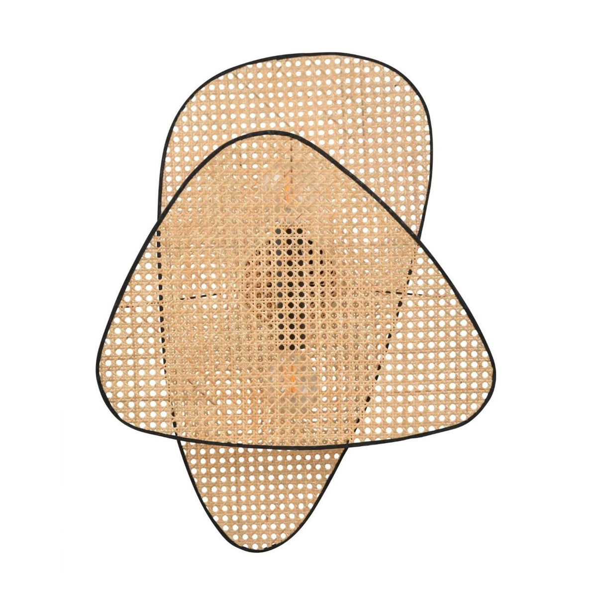 Applique murale Screen en rotin, bois et noir, 2 lumières, hauteur 77 cm