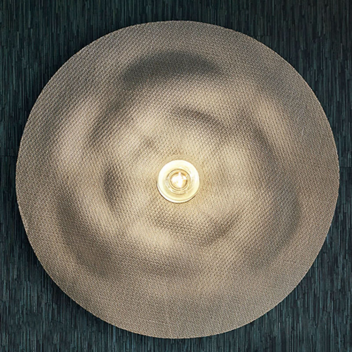 Applique murale Rivage L en lin, crème et laiton brossé, Ø 68 cm