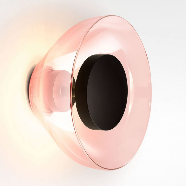 Applique murale LED Aura en verre, noir et cuivré, Ø 17,9 cm