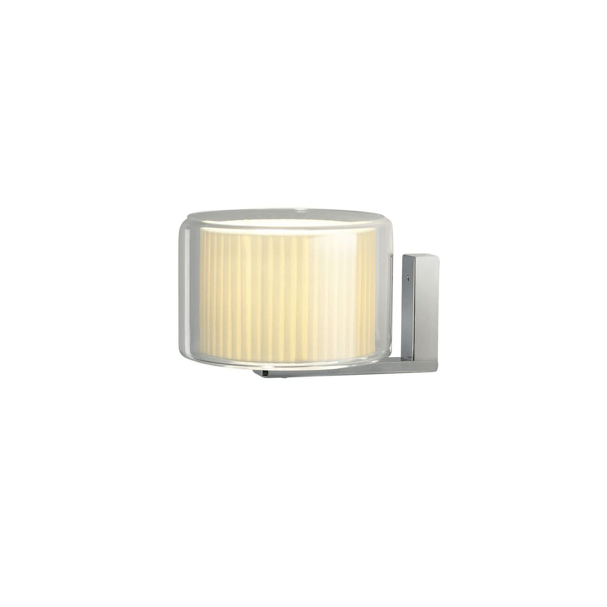 Applique murale Mercer A en verre, blanc et chrome, hauteur 15,4 cm, 5 W, largeur 20 cm