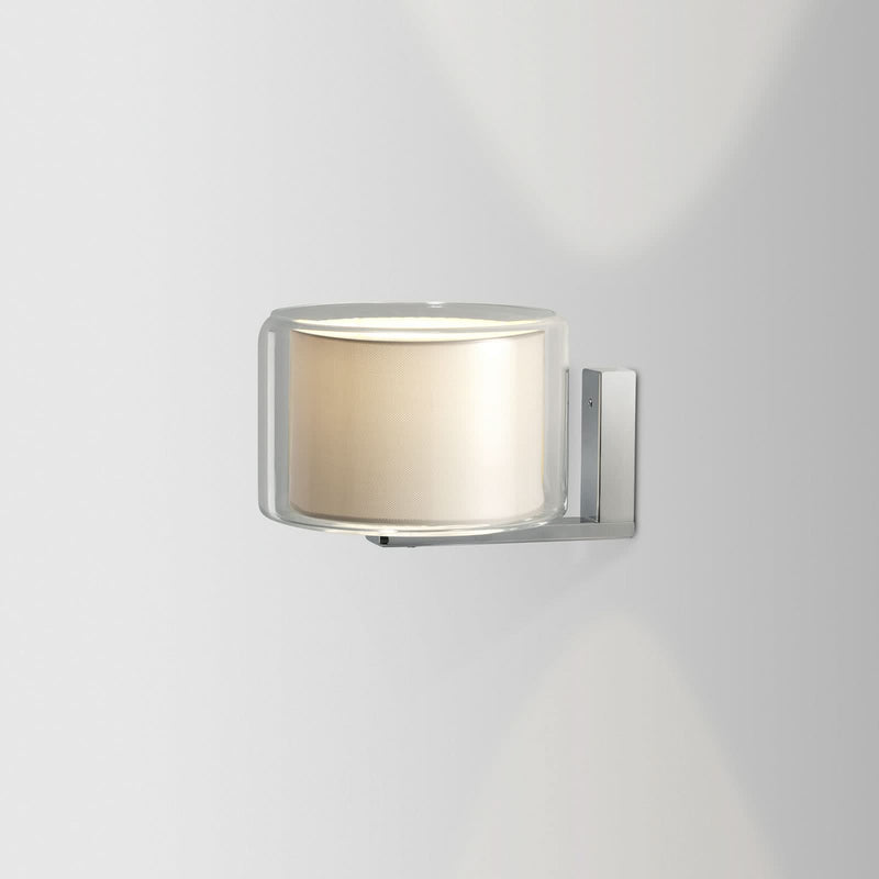 Applique murale Mercer A en verre, blanc et chrome, hauteur 15,4 cm, 5 W, largeur 20 cm, modèle 2