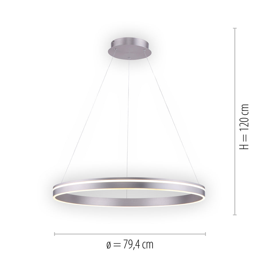 Suspension Q-Vito argentée, L 79,4 cm