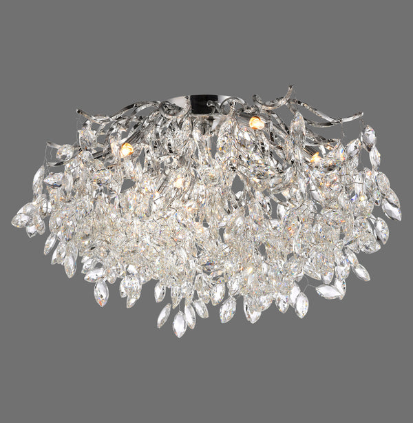 Plafonnier Ricicle 10 lumières chromé, cristal