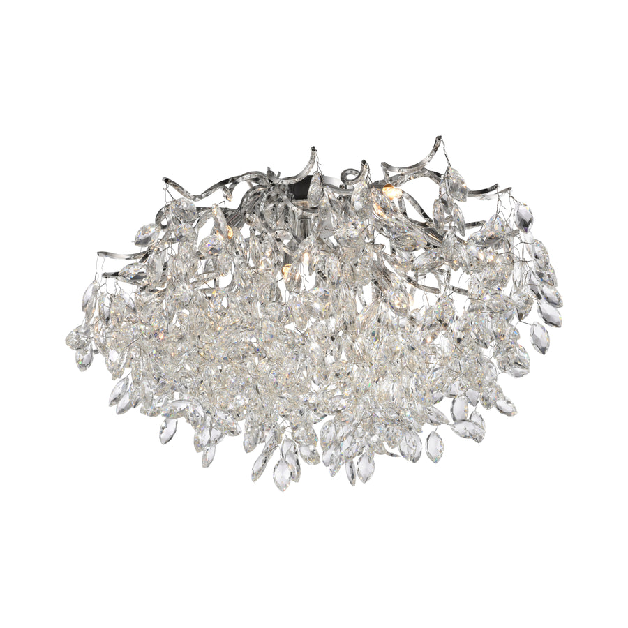 Plafonnier Ricicle 10 lumières chromé, cristal