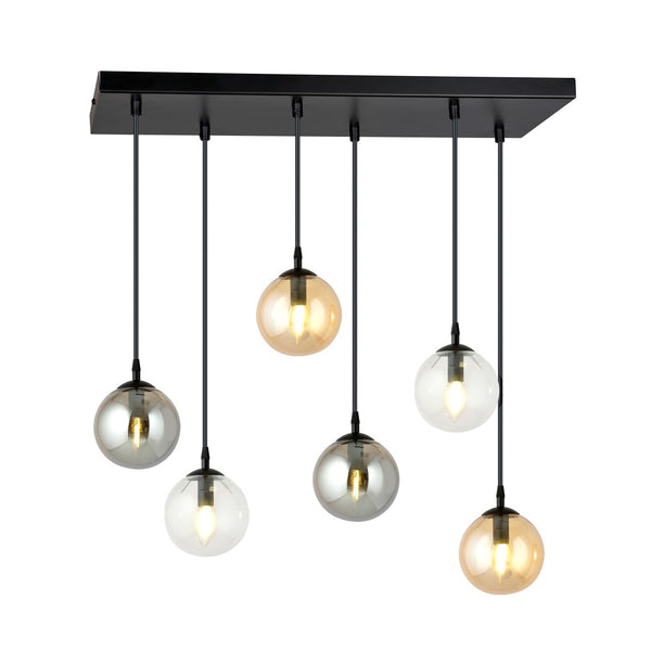 Suspension Cosmo 6 lumières noire, mix