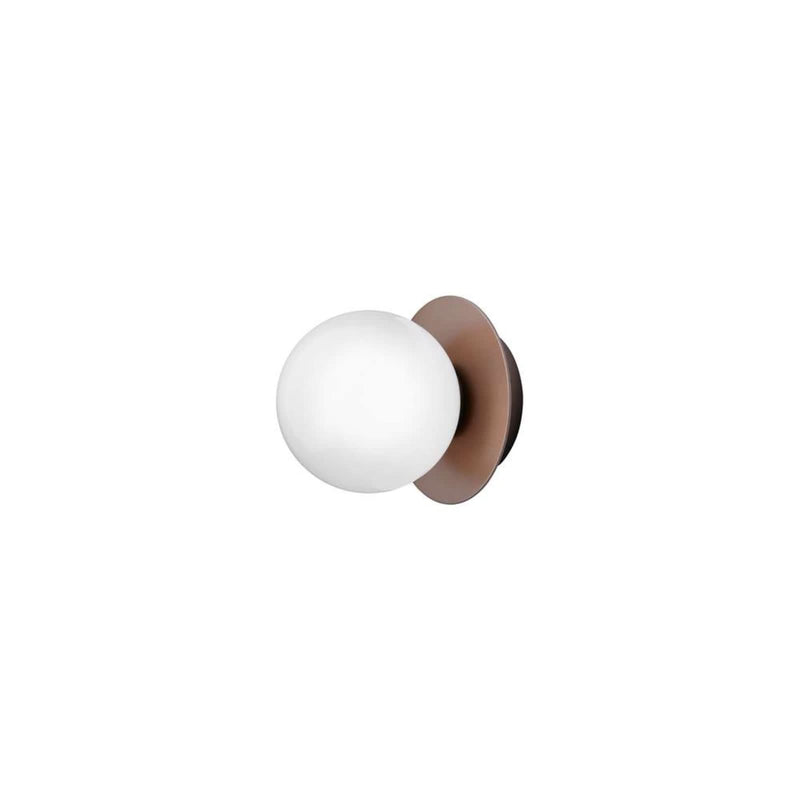 Applique murale Liila 1 en verre, bronze et blanc, Ø 14 cm, IP44