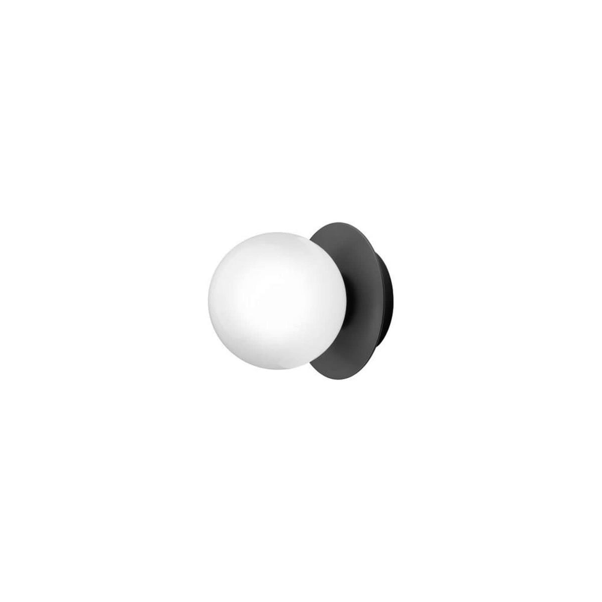 Applique murale Liila 1 en verre, noir et noir, Ø 14 cm, IP44