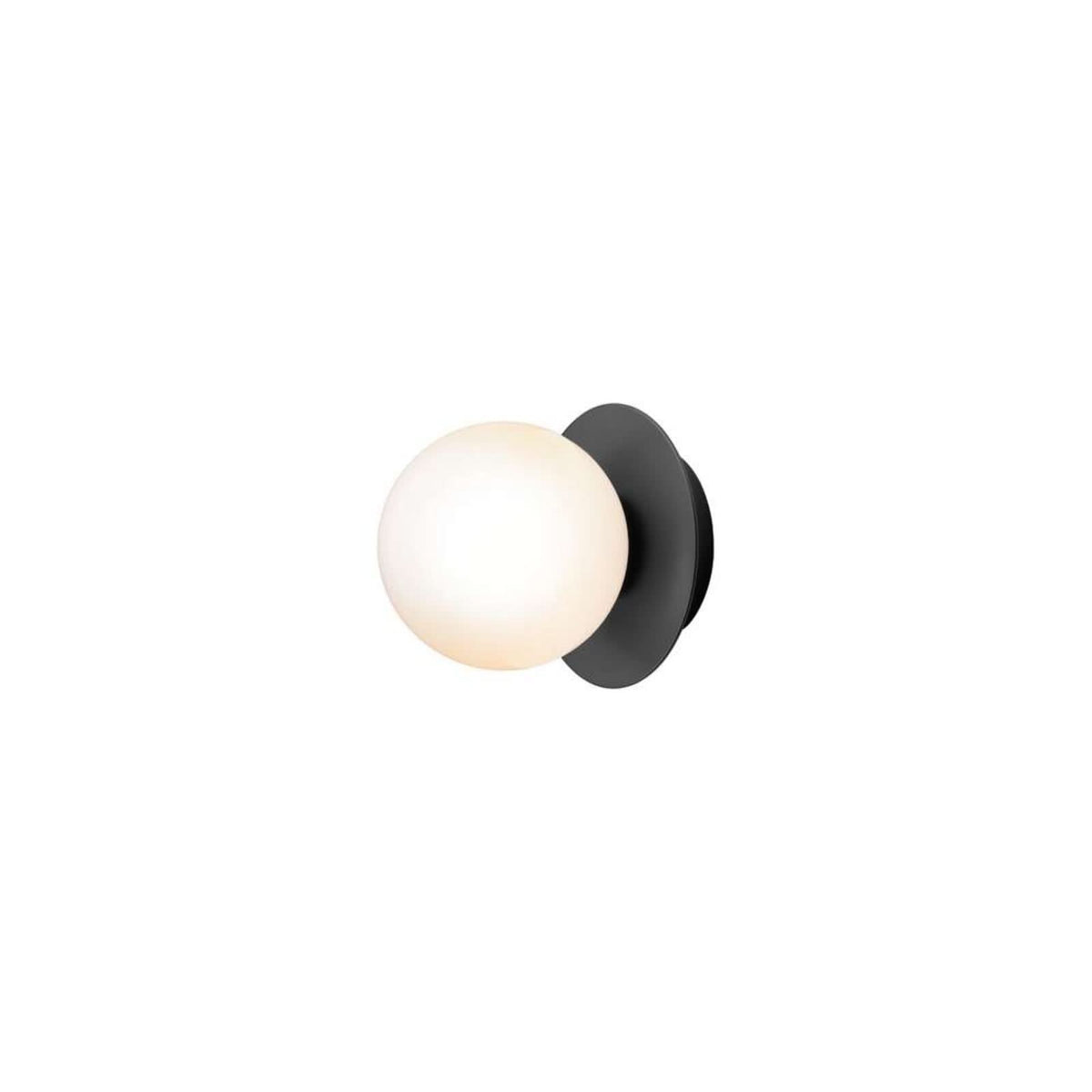 Applique murale Liila 1 en verre, noir et noir, Ø 14 cm, IP44