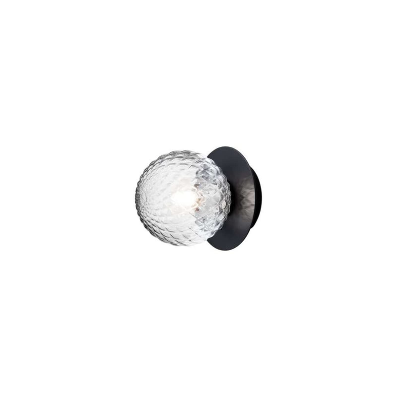 Applique murale Liila 1 en verre, noir et transparent, Ø 14 cm, IP44