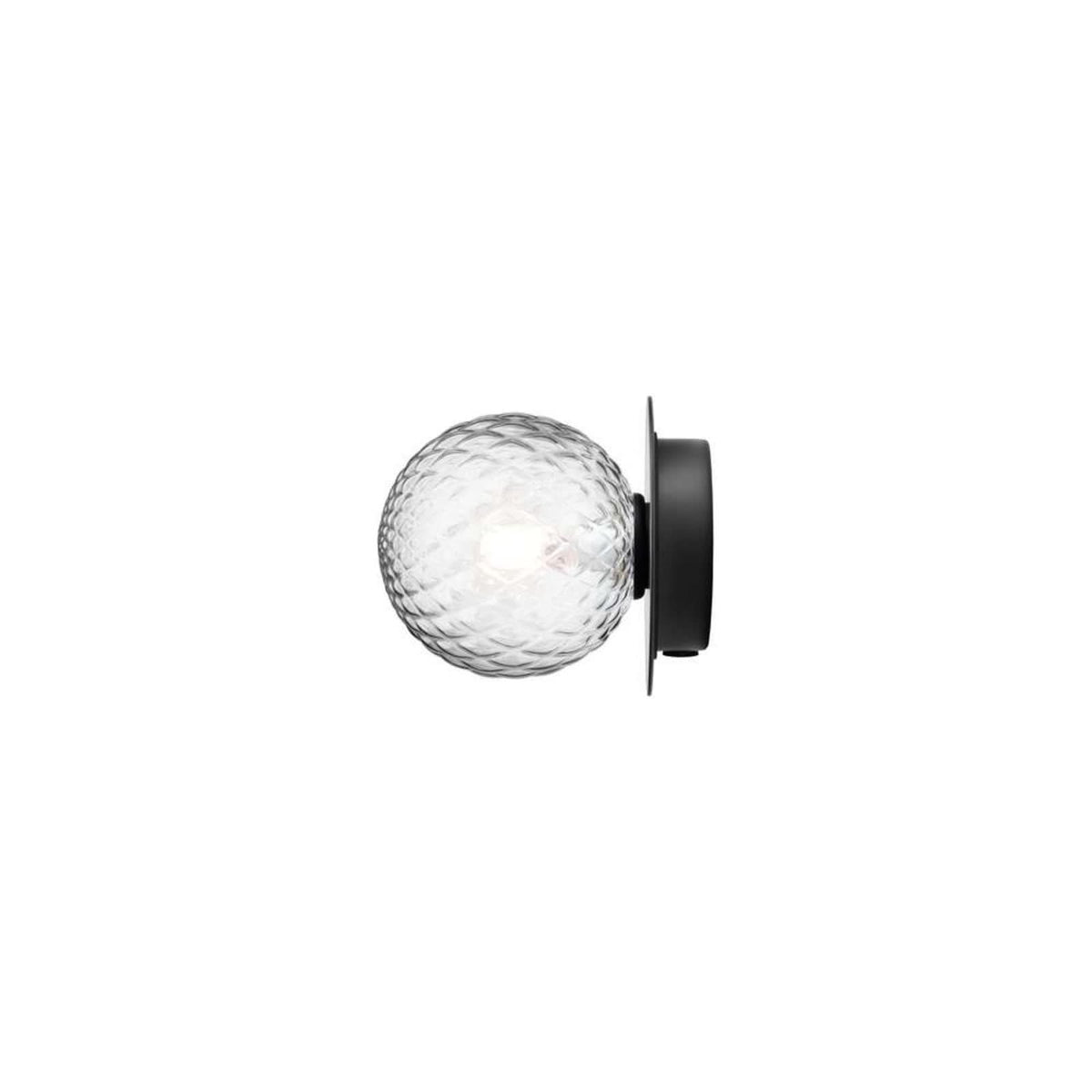 Applique murale Liila 1 en verre, noir et transparent, Ø 14 cm, IP44