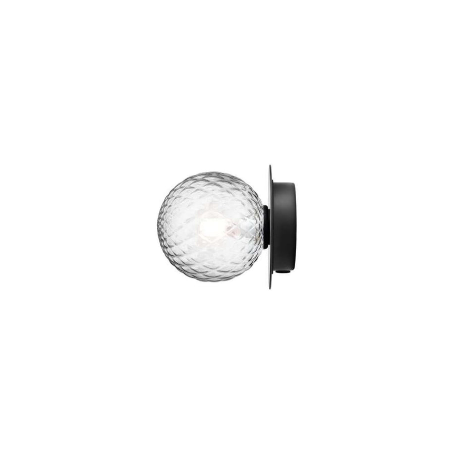 Applique murale Liila 1 en verre, noir et transparent, Ø 14 cm, IP44