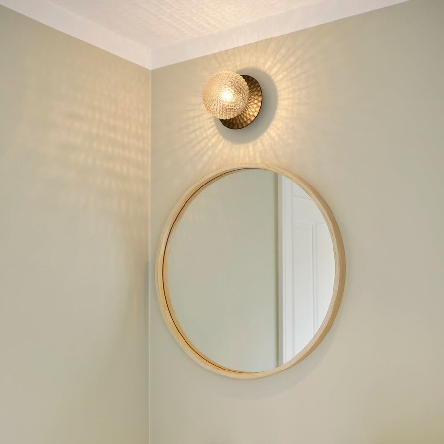 Applique murale Liila 1 en verre, noir et transparent, Ø 14 cm, IP44
