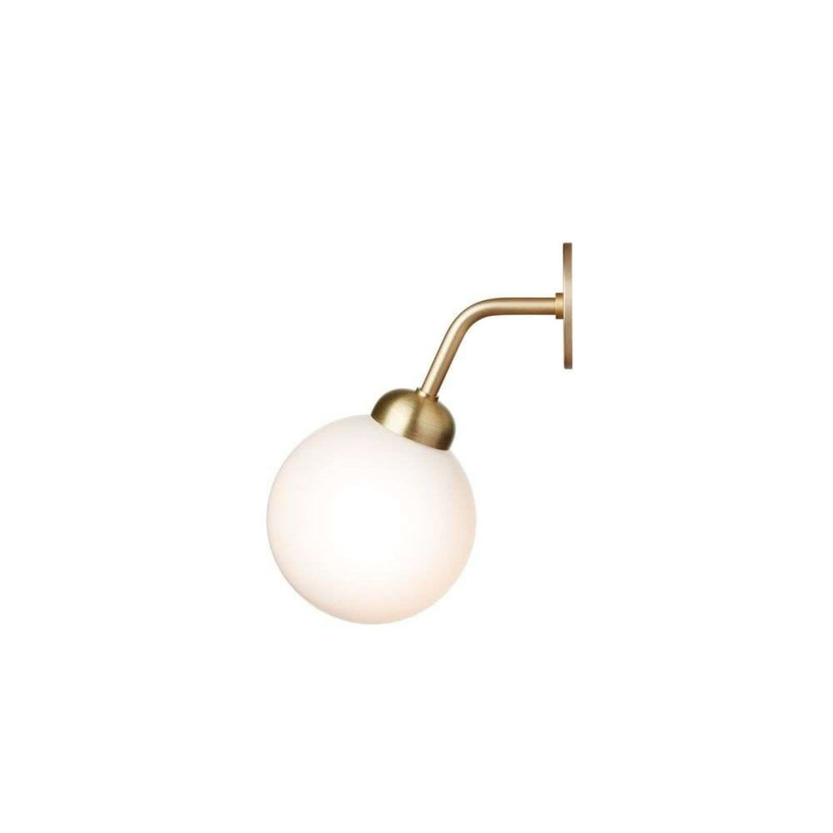Applique murale Apiales en verre, laiton brossé et blanc, Ø 12 cm, 5 W, hauteur 22 cm