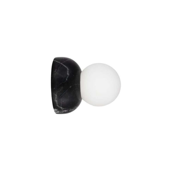 Applique murale Torrano en verre, noir marbré et blanc, Ø 13 cm, IP44
