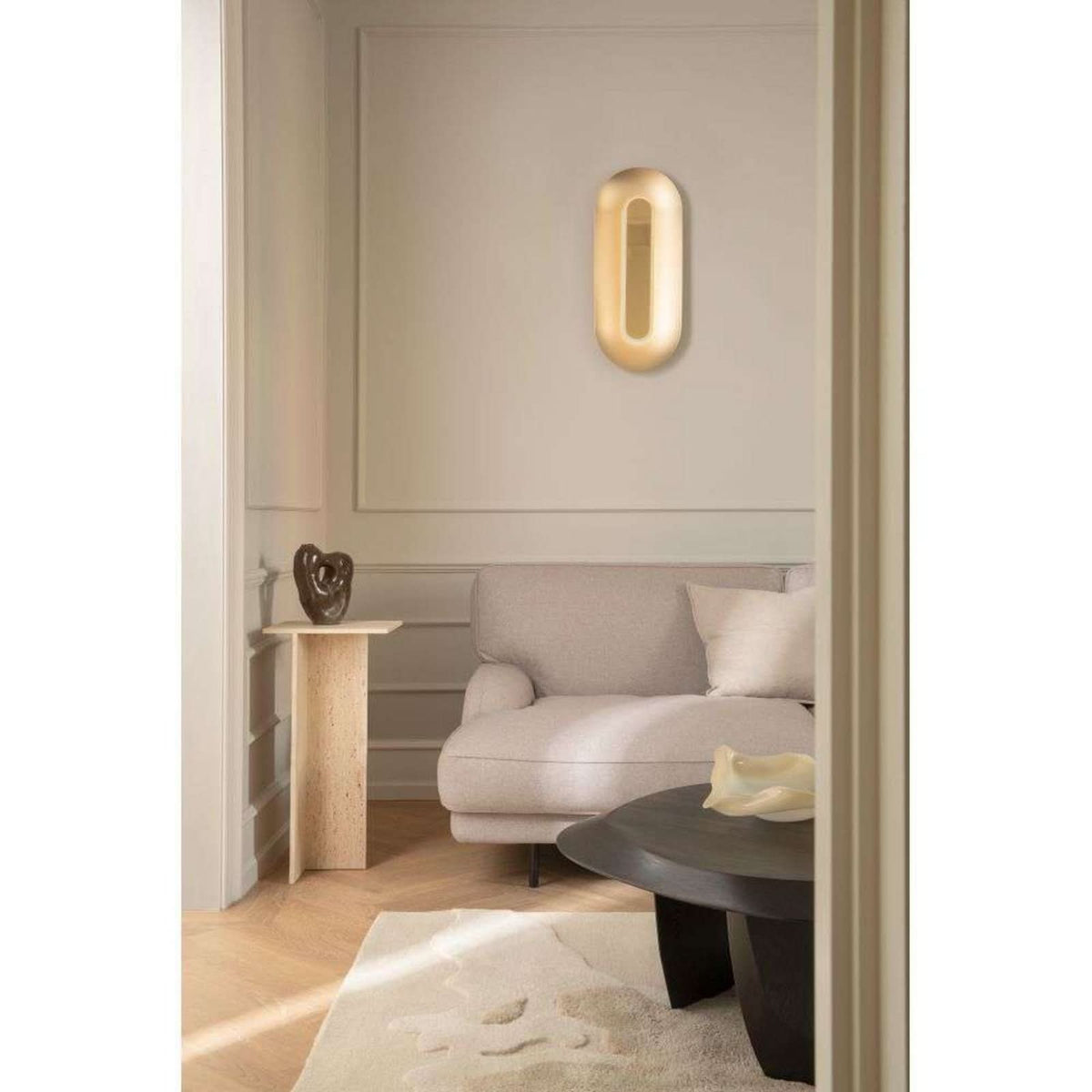 Applique murale LED Sasi en métal, laiton, hauteur 65 cm