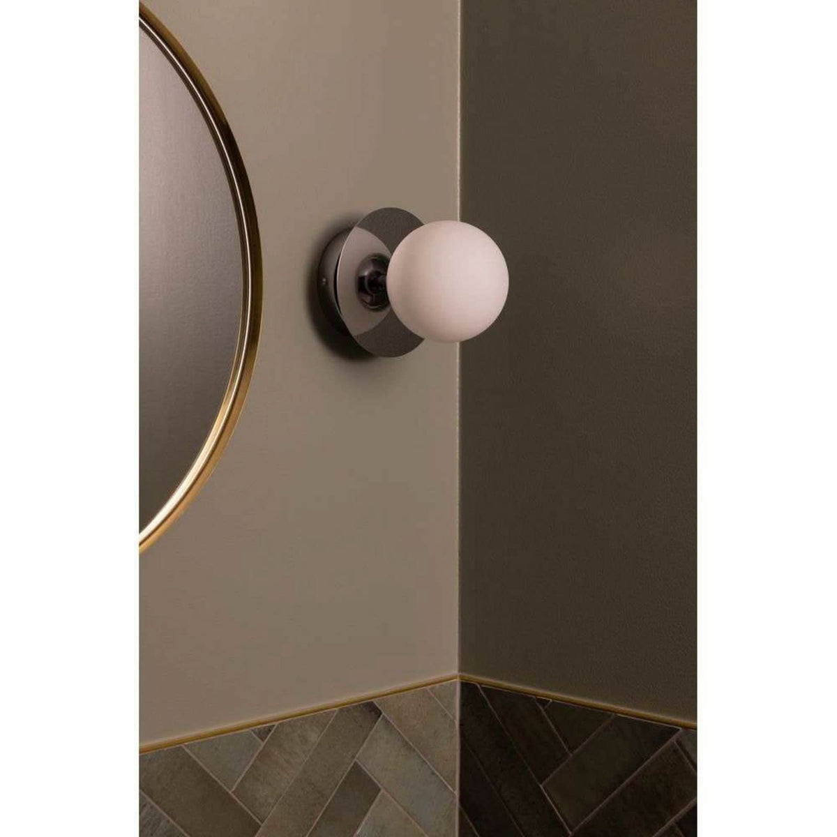Applique murale ART Deco en verre, chromé et blanc, Ø 16 cm, IP44