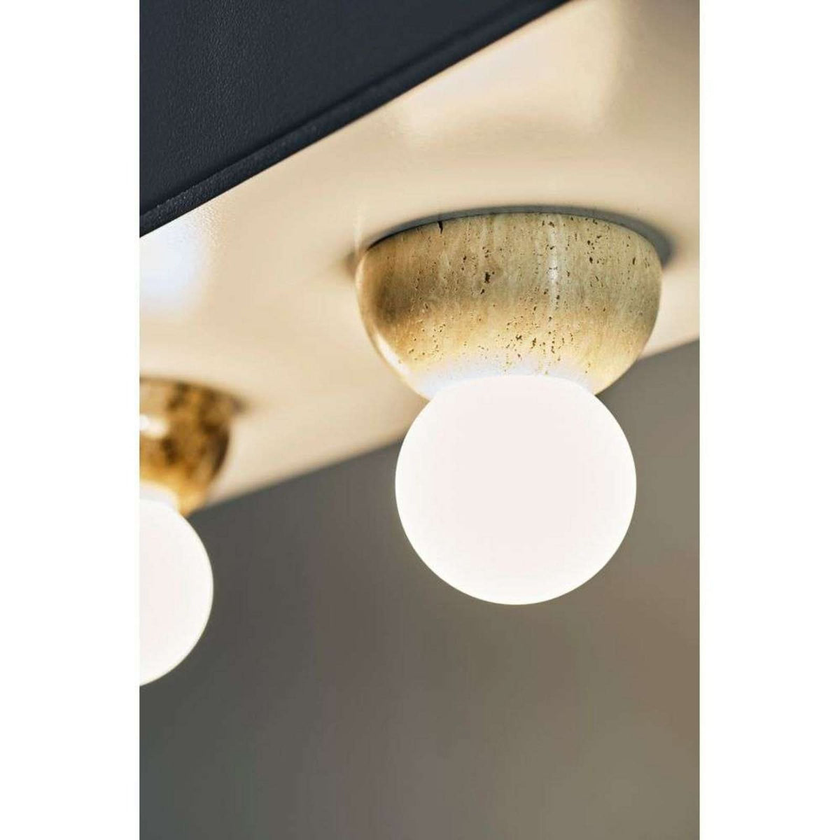 Applique murale Torrano en verre, beige et blanc, Ø 13 cm, IP44