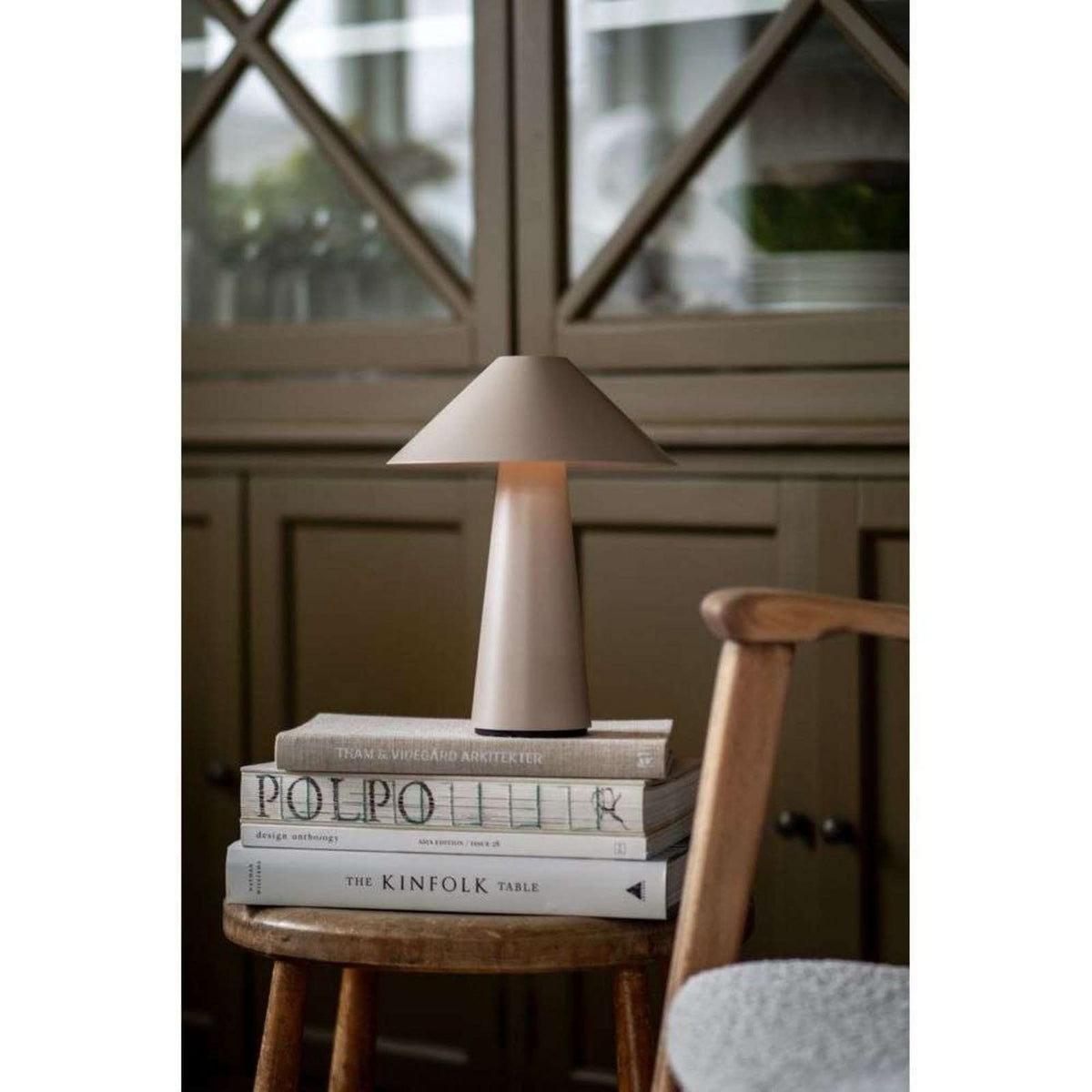 Lampe à poser d'extérieur LED rechargeable Cannes, beige, Ø 19,2 cm, IP44